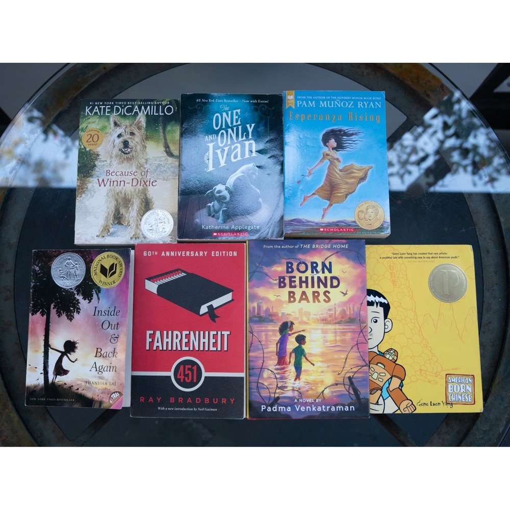 Scholastic Young Adult Book Lot 7 Paperback Fair Fahrenheit 451 Winn-Dixie Ivan